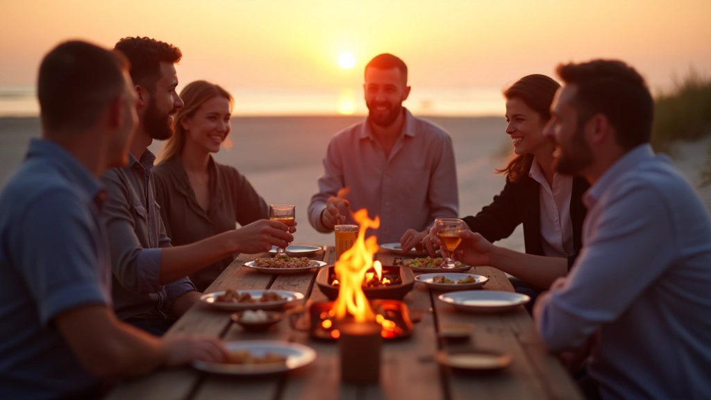 Seaside barbecue gathering at Baltic coast