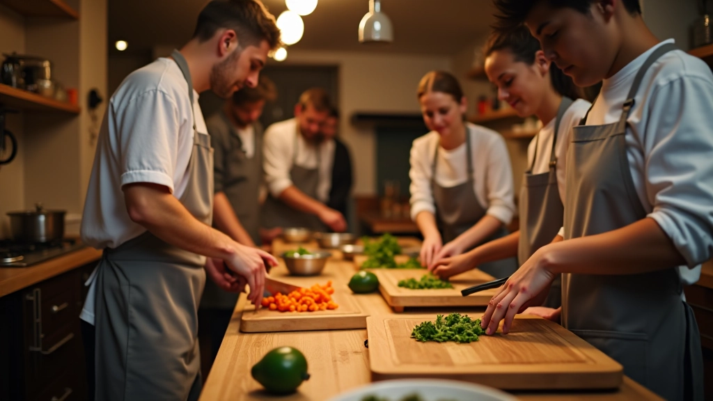 Group cooking class in progress