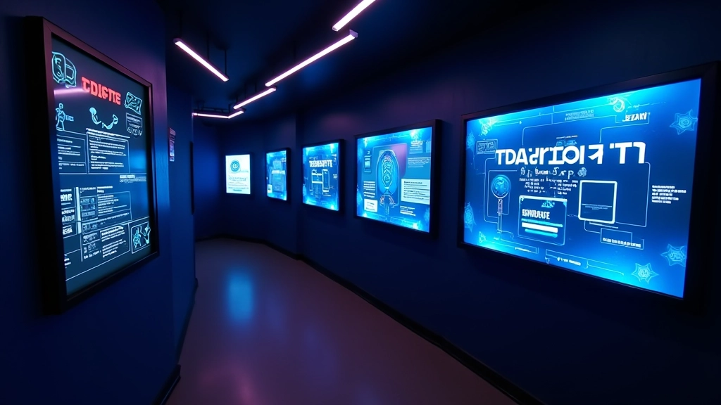 High-tech escape room with digital screens and electronic puzzle components integrated into walls